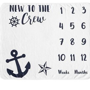 Nautical Themed Baby Milestone Blanket - White and Black